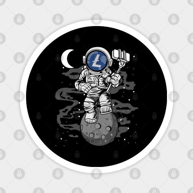 Astronaut Selfie Litecoin Lite Coin LTC To The Moon Crypto Token Cryptocurrency Wallet Birthday Gift For Men Women Kids Magnet by Thingking About